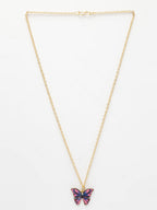 NVR Women's Gold-Polished Chain With Butterfly Pendant