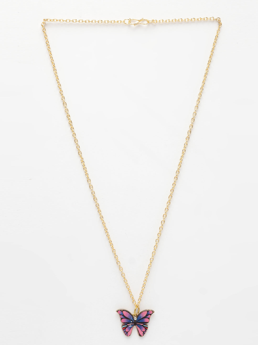 NVR Women's Gold-Polished Chain With Butterfly Pendant