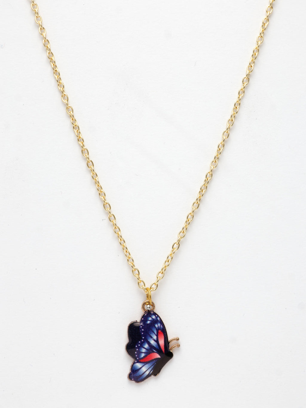 NVR Women's Gold-Polished Chain With Butterfly Pendant