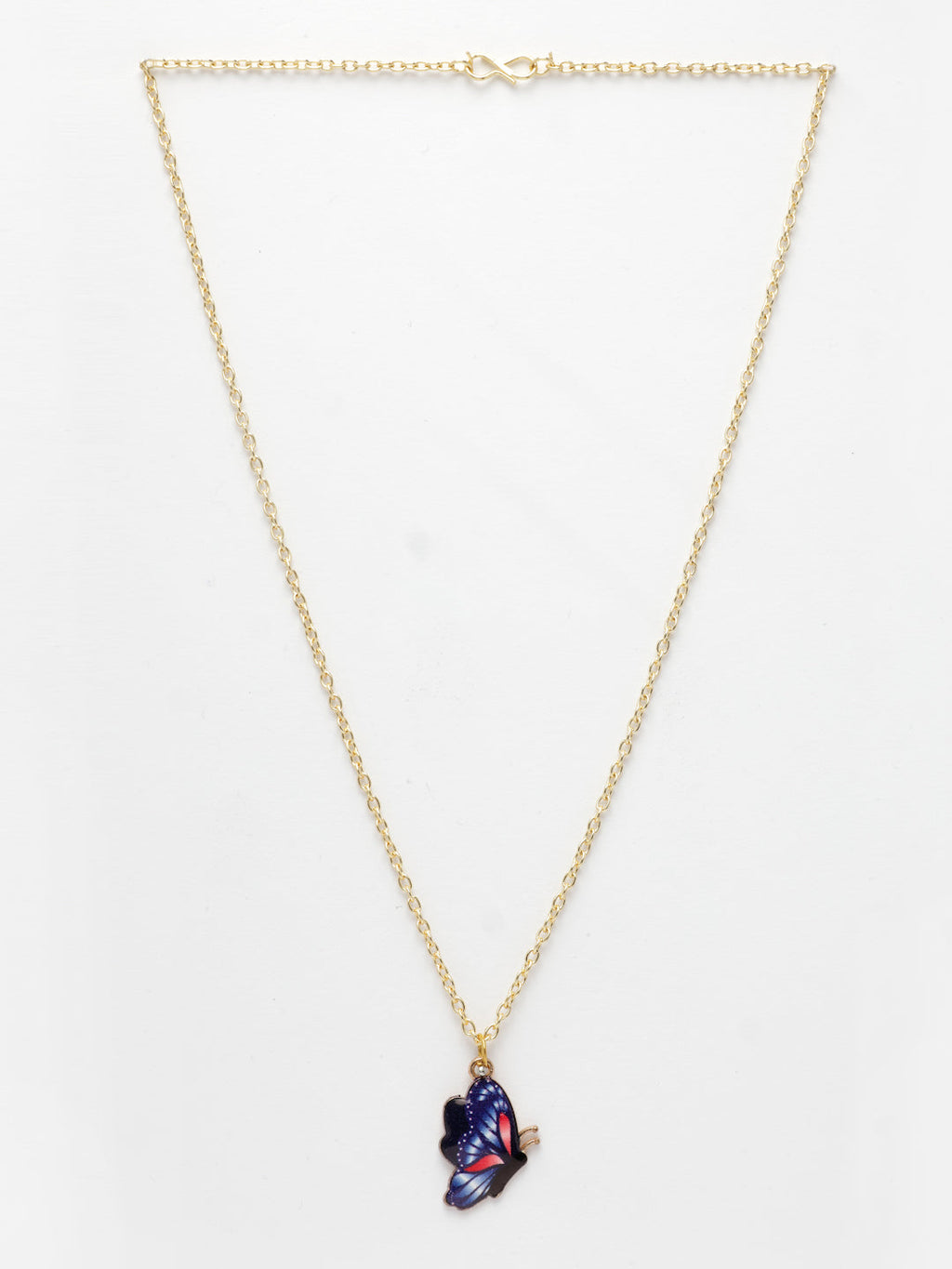 NVR Women's Gold-Polished Chain With Butterfly Pendant