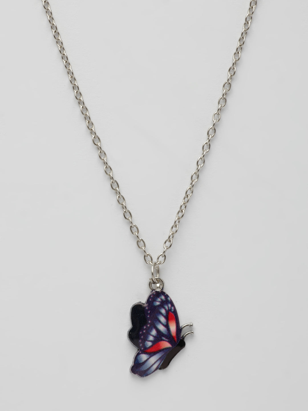 NVR Women's Silver-Plated Chain With Butterfly Pendant