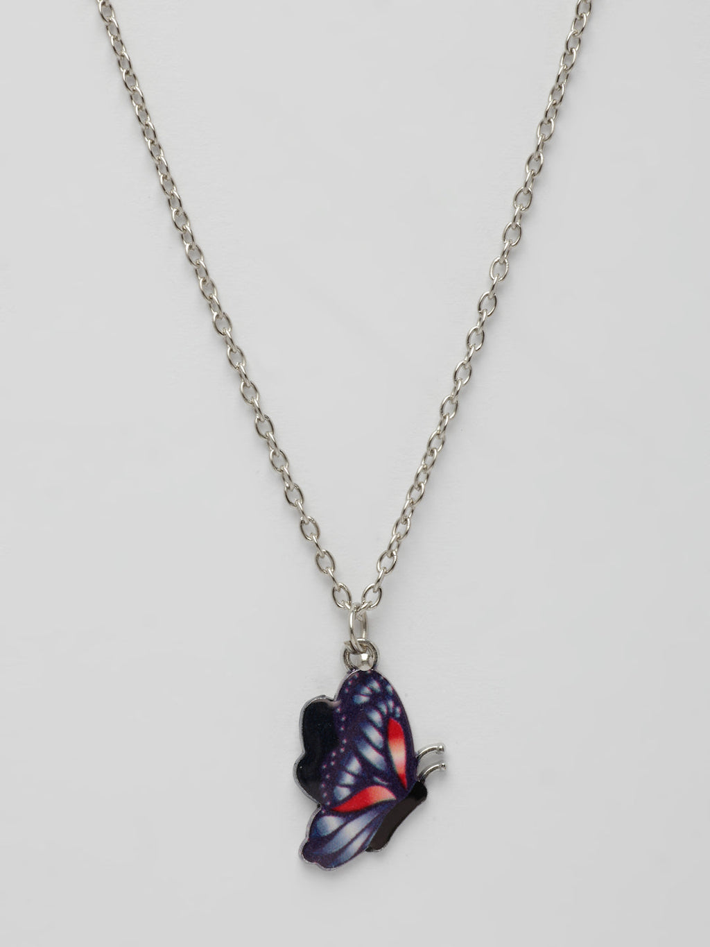 NVR Women's Silver-Plated Chain With Butterfly Pendant