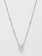 NVR Women's Silver-Plated Artificial Stones Pendant with Chain