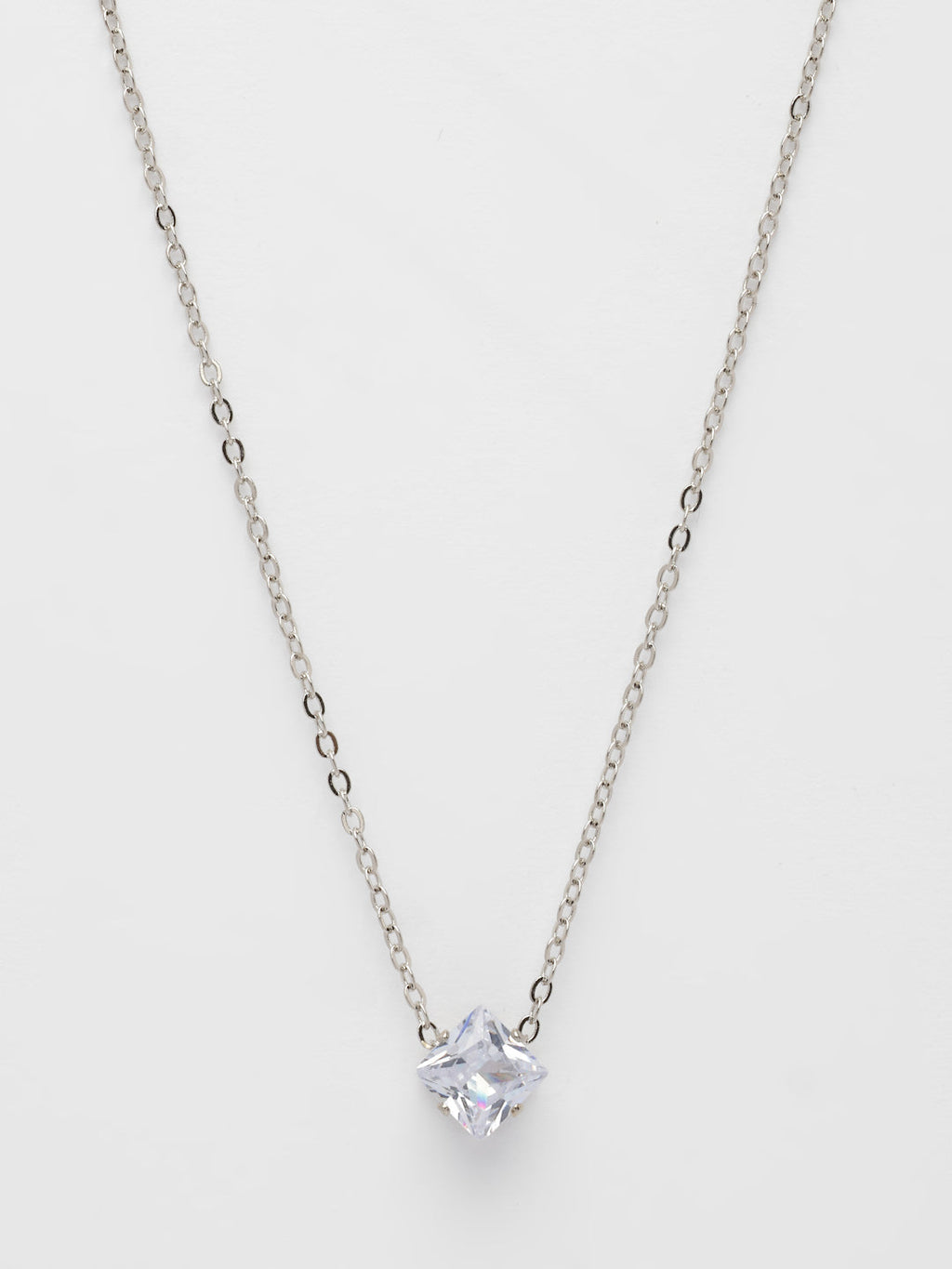 NVR Women's Silver-Plated Artificial Stones Pendant with Chain