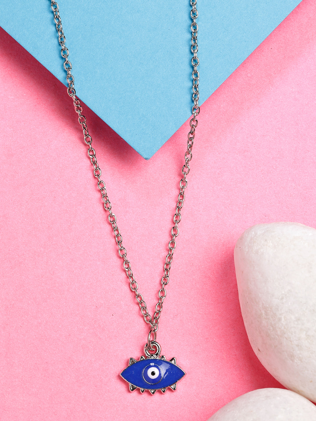 NVR Women's Silver-Plated Chain With Evil Eye Pendant - Distacart