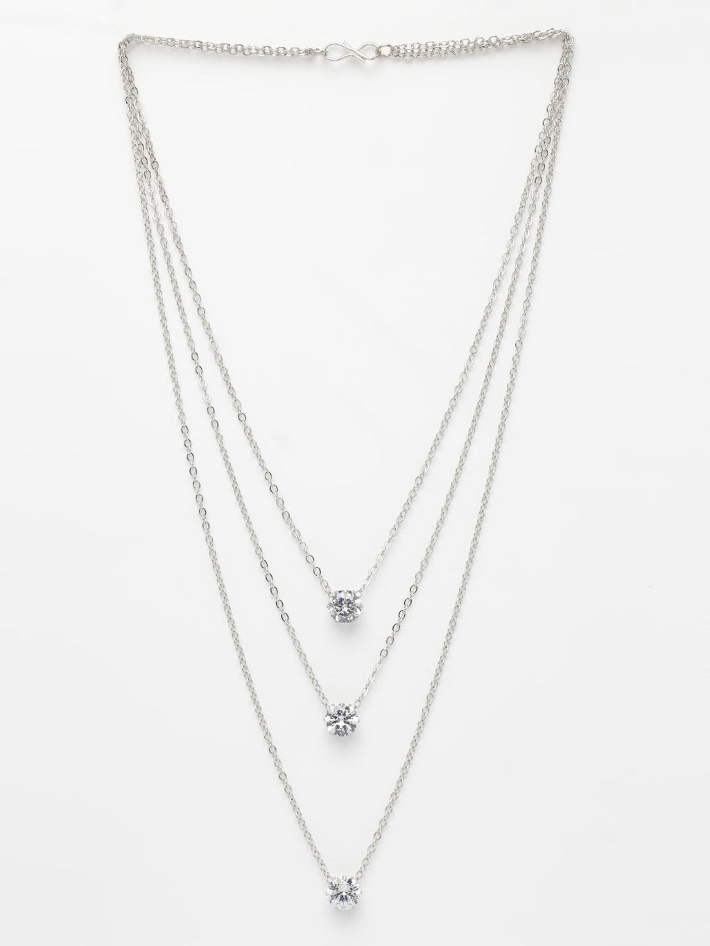 NVR Women's Silver-Plated Artificial Stones Layered Chain