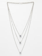 NVR Women's Silver-Plated Artificial Stones Layered Chain