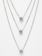 NVR Women's Silver-Plated Artificial Stones Layered Chain