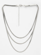NVR Women's German Silver Plated Oxidised Minimal Layered Chain