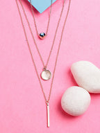 NVR Women's Rose Gold-Polished Evil Eye Layered Chain