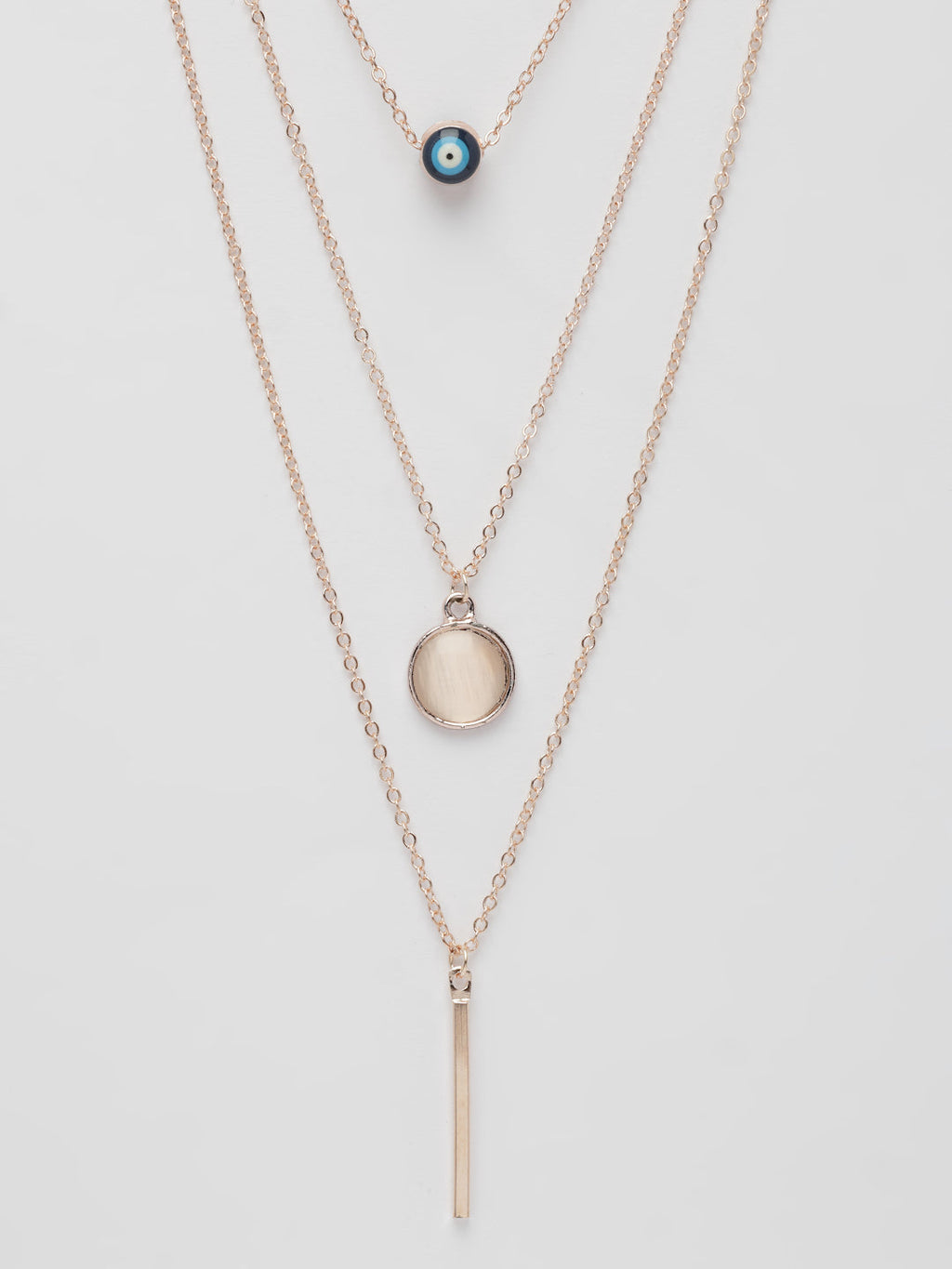 NVR Women's Rose Gold-Polished Evil Eye Layered Chain