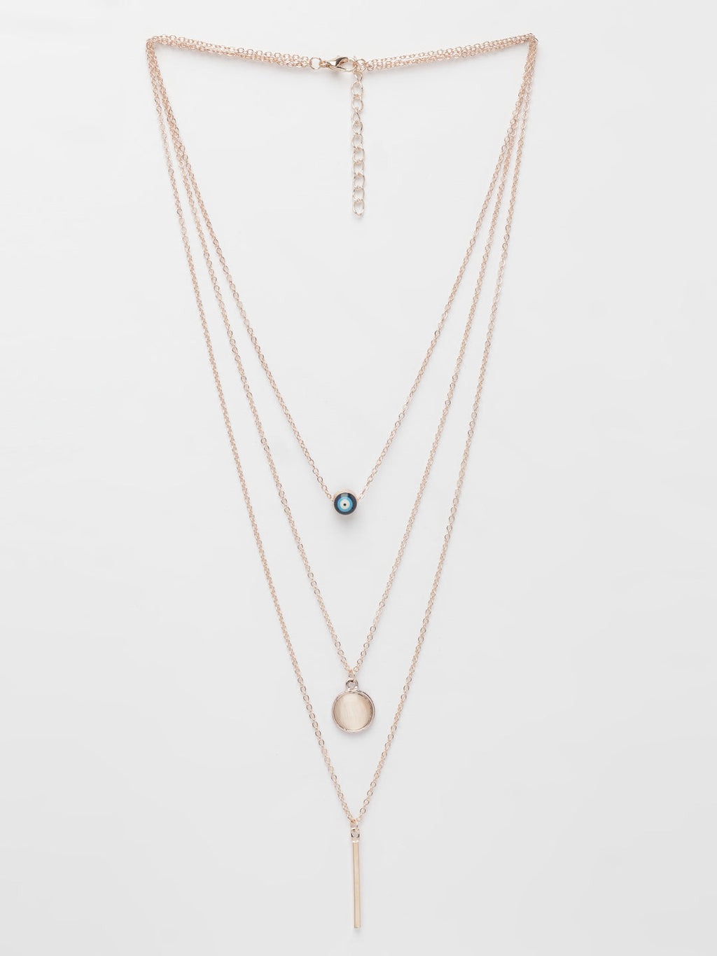 NVR Women's Rose Gold-Polished Evil Eye Layered Chain