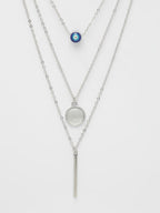 NVR Women's Silver-Plated Evil Eye Layered Chain