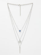 NVR Women's Silver-Plated Evil Eye Layered Chain