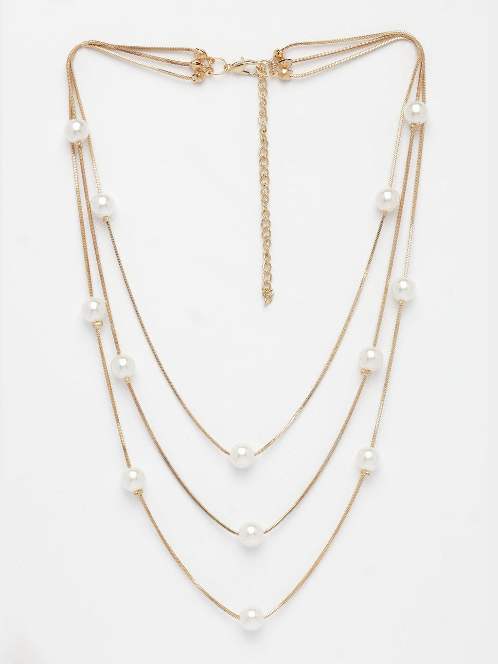 NVR Women's Gold-Polished White Pearls Party Layered Chain - Distacart