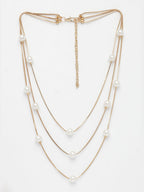 NVR Women's Gold-Polished White Pearls Party Layered Chain - Distacart