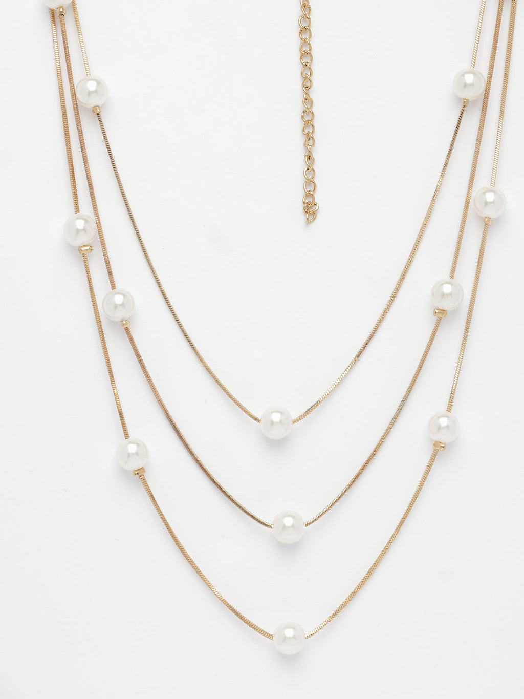 NVR Women's Gold-Polished White Pearls Party Layered Chain - Distacart