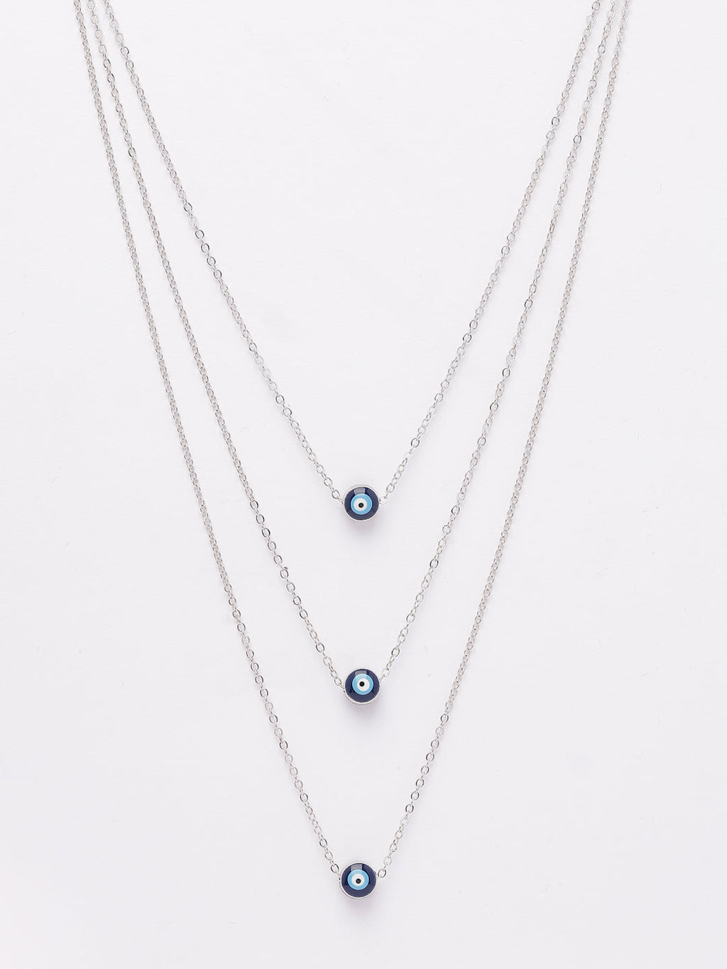NVR Women's Silver-Plated Evil Eye Layered Chain - Distacart