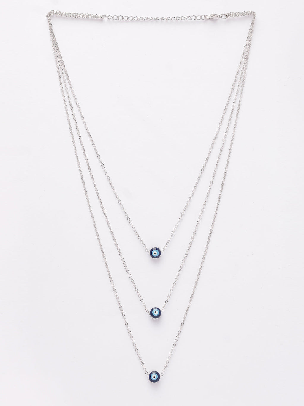 NVR Women's Silver-Plated Evil Eye Layered Chain - Distacart