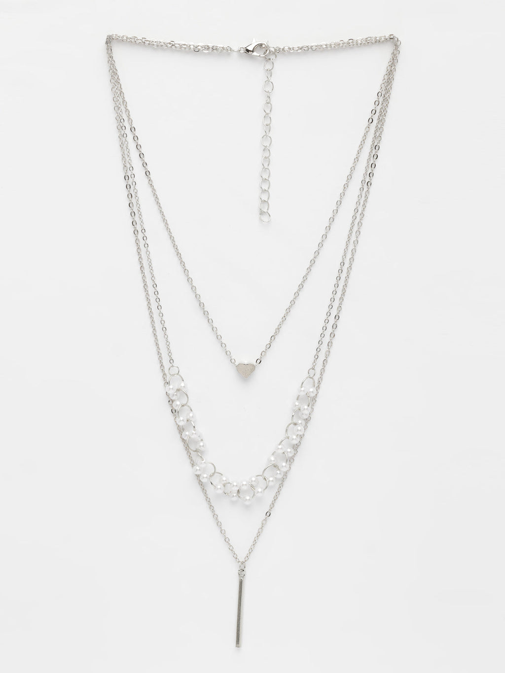 NVR Women's Silver-Plated Beaded Layered Chain