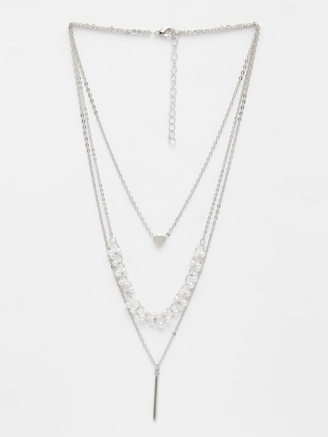 NVR Women's Silver-Plated Beaded Layered Chain