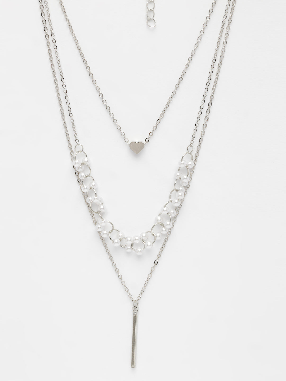 NVR Women's Silver-Plated Beaded Layered Chain