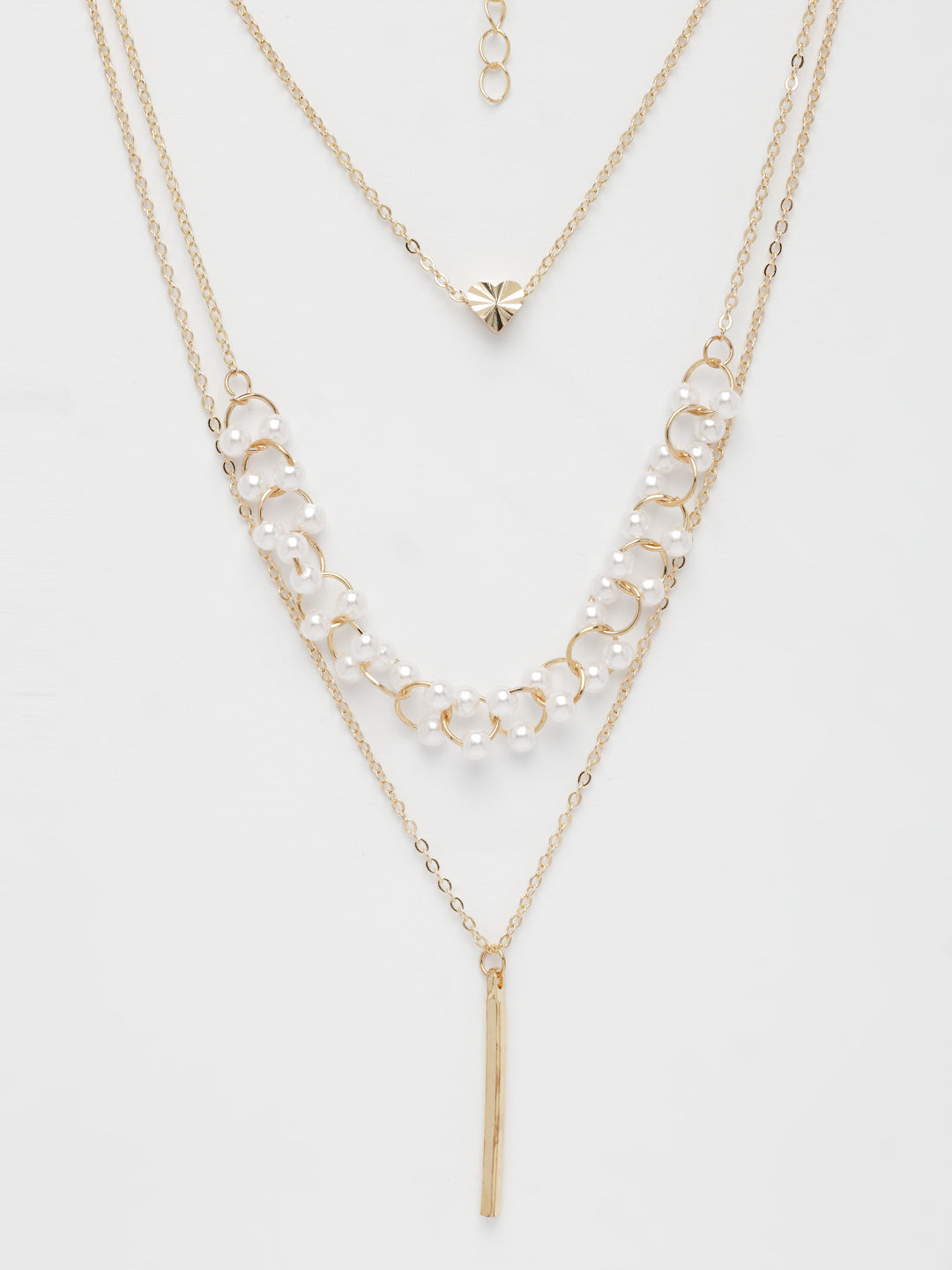 NVR Women's Gold-Polished Beaded Layered Chain