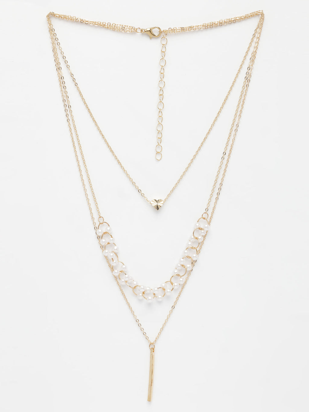 NVR Women's Gold-Polished Beaded Layered Chain