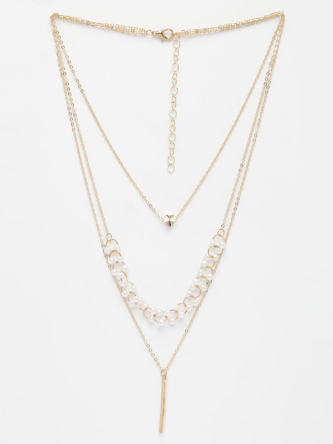 NVR Women's Gold-Polished Beaded Layered Chain