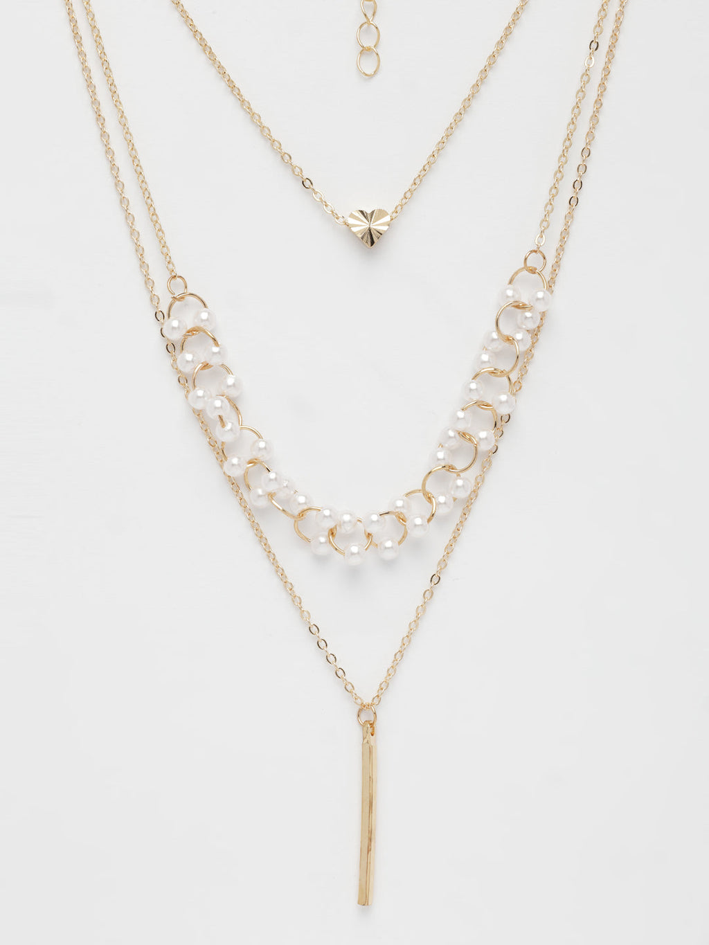 NVR Women's Gold-Polished Beaded Layered Chain