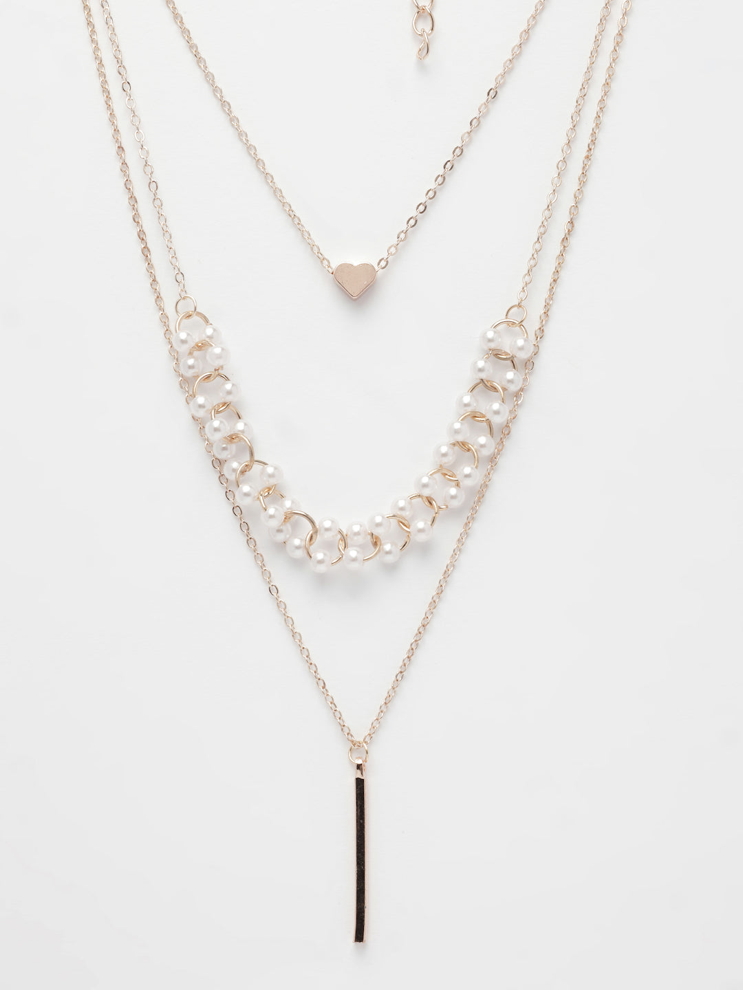 NVR Women's Rose Gold-Polished Beaded Layered Chain