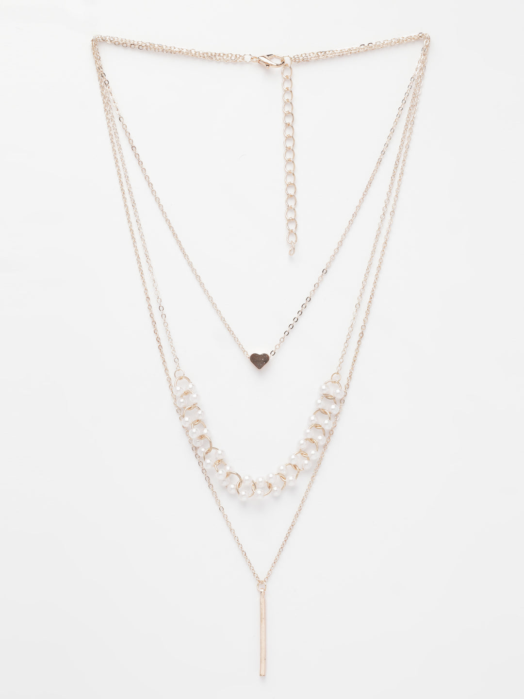 NVR Women's Rose Gold-Polished Beaded Layered Chain