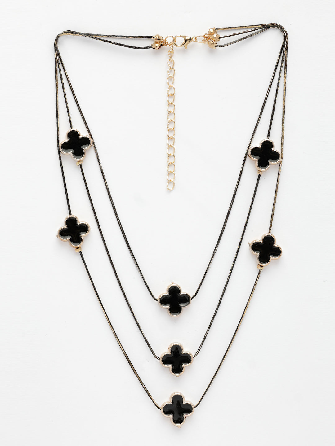NVR Women's Black Layered Fashion Necklace
