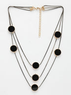NVR Women's Black Circular Shaped Layered Fashion Necklace
