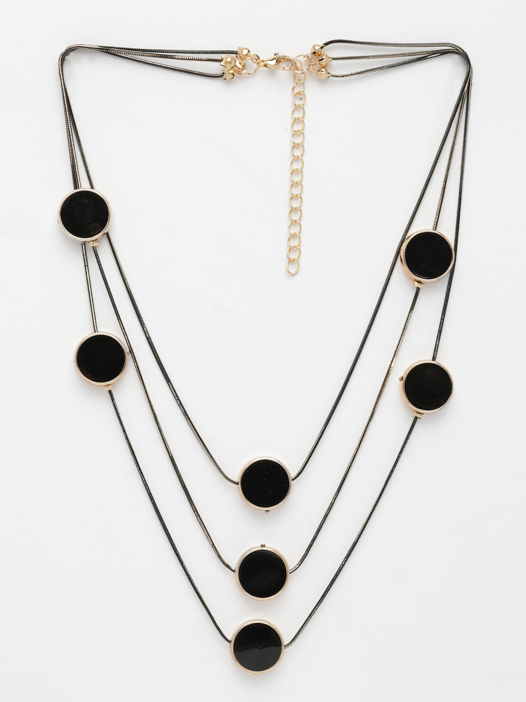 NVR Women's Black Circular Shaped Layered Fashion Necklace