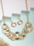 NVR Women's Gold-Polished Circular Shaped Jewellery set