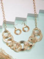 NVR Women's Gold-Polished Circular Shaped Jewellery set