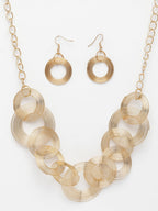 NVR Women's Gold-Polished Circular Shaped Jewellery set