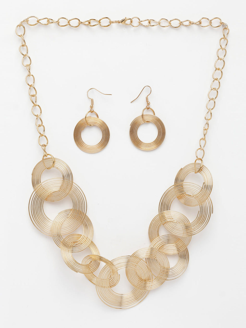 NVR Women's Gold-Polished Circular Shaped Jewellery set