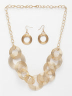 NVR Women's Gold-Polished Circular Shaped Jewellery set