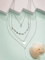NVR Women's Silver-Plated Artificial Stones Layered Chain