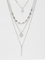 NVR Women's Silver-Plated Artificial Stones Layered Chain