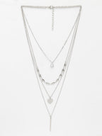NVR Women's Silver-Plated Artificial Stones Layered Chain