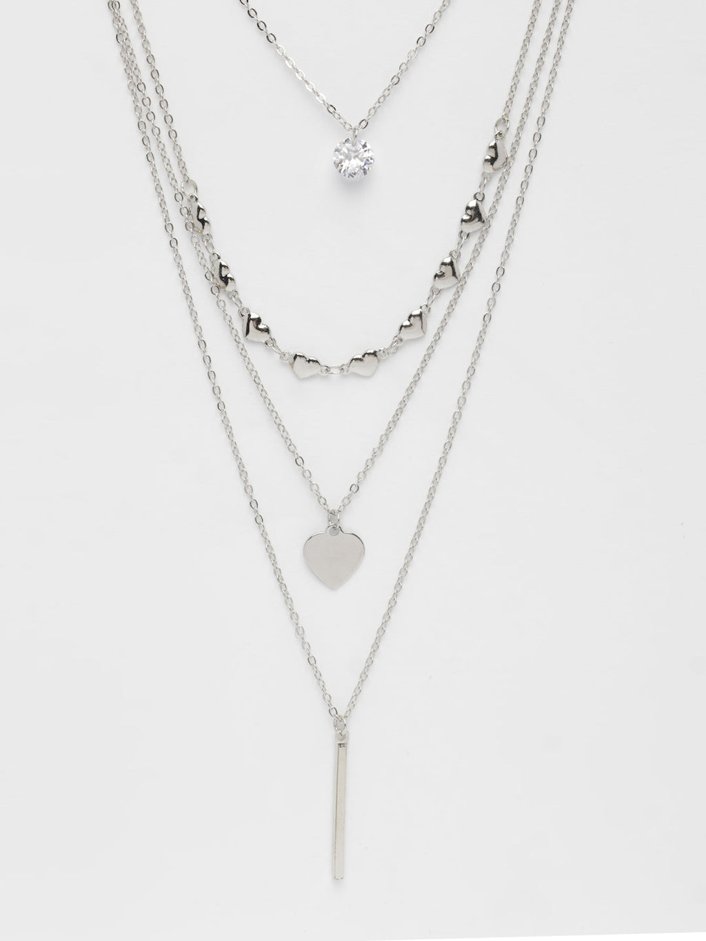NVR Women's Silver-Plated Artificial Stones Layered Chain