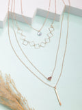 NVR Women's Rose Gold-Polished Artificial Stones Layered Chain