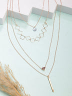 NVR Women's Rose Gold-Polished Artificial Stones Layered Chain