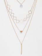 NVR Women's Rose Gold-Polished Artificial Stones Layered Chain