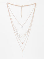 NVR Women's Rose Gold-Polished Artificial Stones Layered Chain