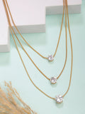 NVR Women's Gold-Polished Artificial Stones Layered Chain