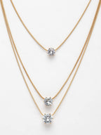 NVR Women's Gold-Polished Artificial Stones Layered Chain